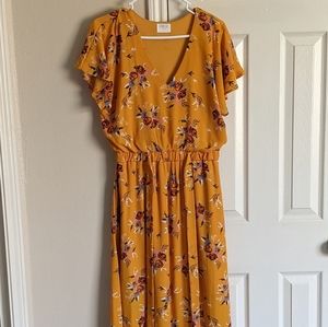 Mustard Yellow Floral Dress